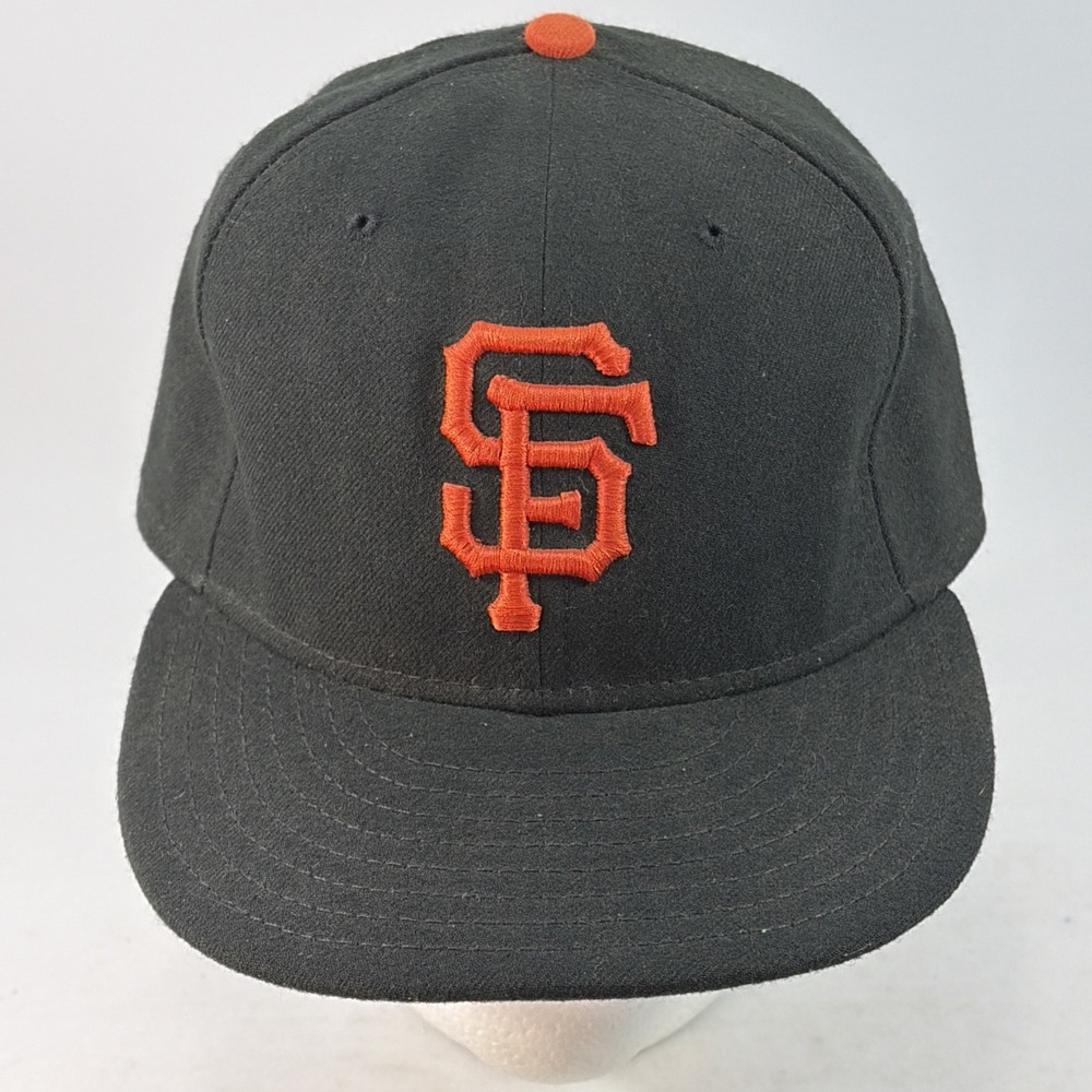 San Francisco Giants New Era 59Fifty Fitted Hat Size 7 5/8 Cap Black SF Logo